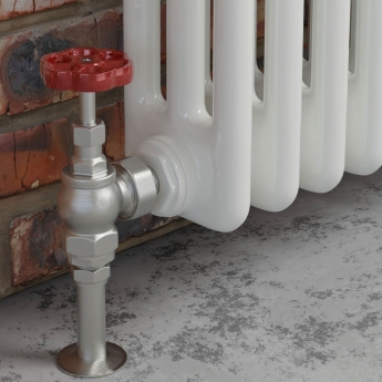 West Rosa Traditional Manual Radiator Valve and Lockshield Angled - Satin Nickel | Product Image