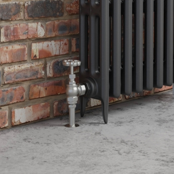 West Rosa Traditional Manual Radiator Valve and Lockshield Angled - Satin Nickel | Product Image