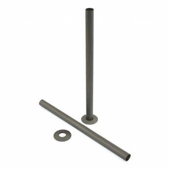 West 300mm Radiator Valve Pipe Sleeve Kit Pair - Light Pewter