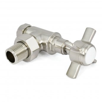 West Westminster Crosshead Angled Radiator Valves Pair - Satin Nickel