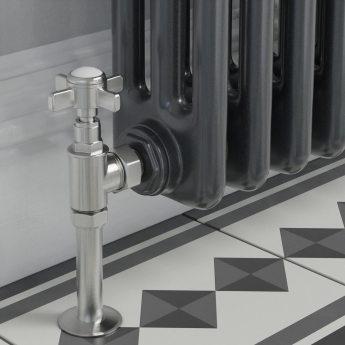 West Westminster Crosshead Angled Radiator Valves Pair - Satin Nickel | Product Image