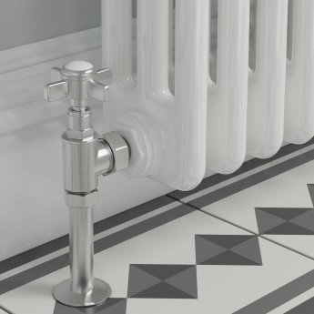 West Westminster Crosshead Angled Radiator Valves Pair - Satin Nickel | Product Image