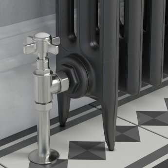 West Westminster Crosshead Angled Radiator Valves Pair - Satin Nickel | Product Image