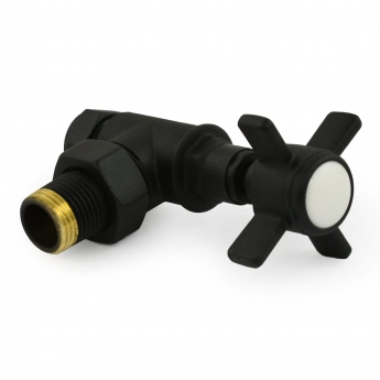 West Westminster Crosshead Angled Radiator Valves Pair - Textured Black