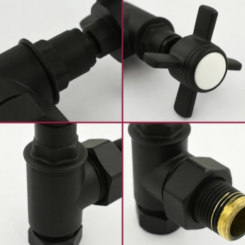 West Westminster Crosshead Angled Radiator Valves Pair - Textured Black