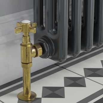 West Westminster Crosshead Angled Radiator Valves Pair Un-Lacquered Brass | Product Image