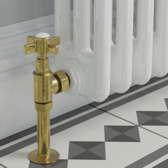 West Westminster Crosshead Angled Radiator Valves Pair Un-Lacquered Brass | Product Image