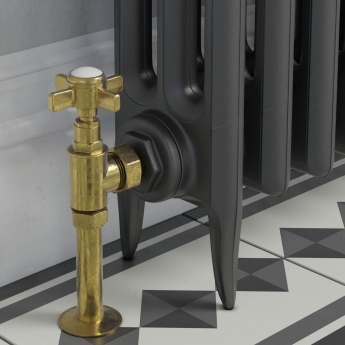 West Westminster Crosshead Angled Radiator Valves Pair Un-Lacquered Brass | Product Image