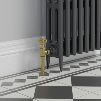 West Westminster Crosshead Angled Radiator Valves Pair Un-Lacquered Brass | Product Image
