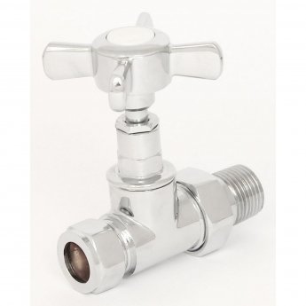West Westminster Crosshead Straight Radiator Valves Pair Chrome