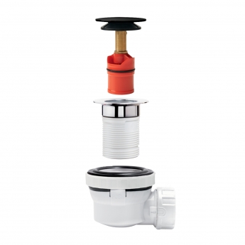 Wirquin Nano 6.7 Quick-Clac Universal Basin Waste and Trap with Black Cover