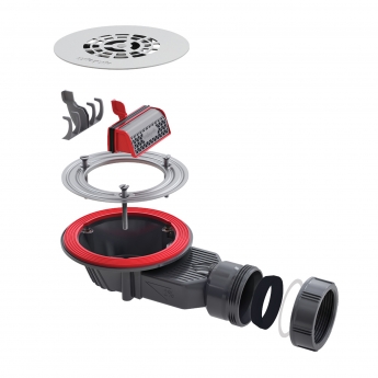 Wirquin Slim+ Extra Flat 90mm Shower Waste with Stainless Steel Grid