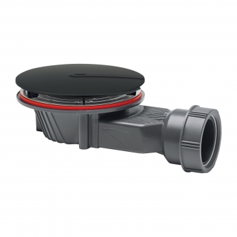 Wirquin Slim+ Extra Flat 90mm Shower Waste with Matt Black Cover