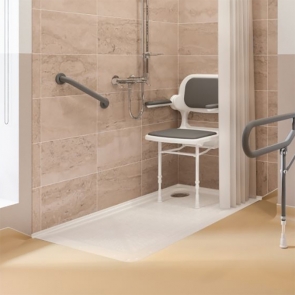 AKW Mullen Anti-Slip Rectangular Shower Tray with Upstands 1300mm x 700mm Right Handed | Product Image