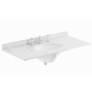 Bayswater White Marble Top Furniture Basin 1000mm Wide 3 Tap Hole