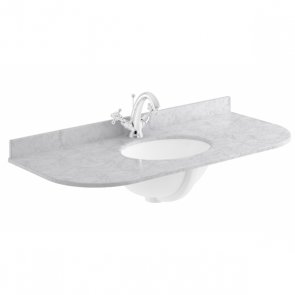 Bayswater White Marble Top Curved Furniture Basin 1000mm Wide 1 Tap Hole | Product Image