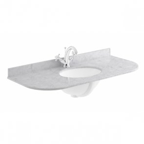 Bayswater Grey Marble Top Curved Furniture Basin 1000mm Wide 1 Tap Hole | Product Image