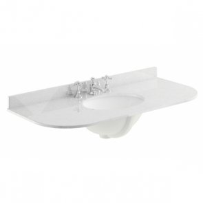 Bayswater White Marble Top Curved Furniture Basin 1000mm Wide 3 Tap Hole | Product Image