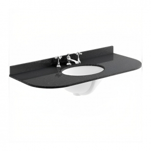 Bayswater Black Marble Top Curved Furniture Basin 1000mm Wide 3 Tap Hole | Product Image