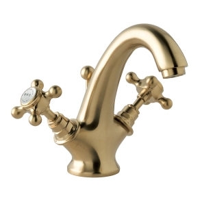Bayswater Hexagonal Collar Mono Basin Mixer Tap with Pop Up Waste - Brushed Brass | Product Image