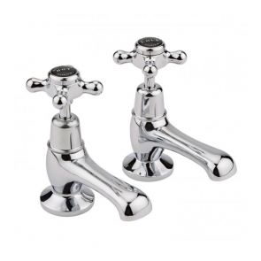 Bayswater Crosshead Dome Basin Taps Pair - Black/Chrome | Product Image