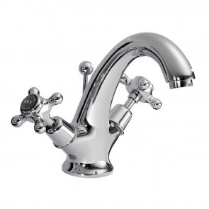 Bayswater Crosshead Dome Mono Basin Mixer Tap with Waste - Black/Chrome