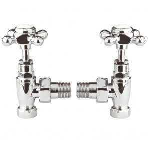 Bayswater Crosshead Angled Radiator Valves Pair Chrome
