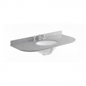 Bayswater Grey Marble Top Curved Furniture Basin 1000mm Wide 3 Tap Hole | Product Image