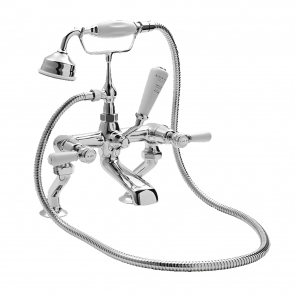 Bayswater Lever Dome Pillar Mounted Bath Shower Mixer Tap White/Chrome