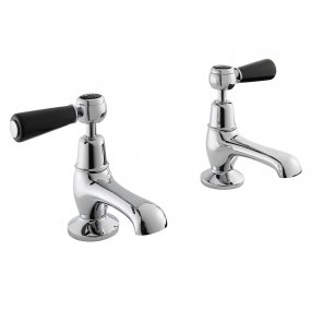 Bayswater Lever Dome Basin Taps Pair - Black/Chrome | Product Image