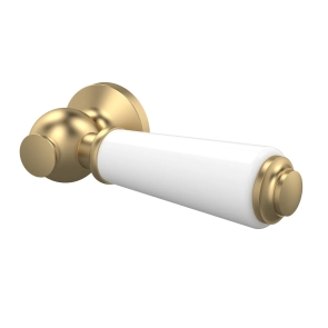 Bayswater Traditional Ceramic Toilet Cistern Lever Brushed Brass/White | Product Image