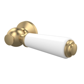Bayswater Westcott Traditional Ceramic Toilet Cistern Lever - White/Brushed Brass | Product Image