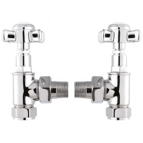 Bayswater Victrion Crosshead Angled Radiator Valves Pair Chrome