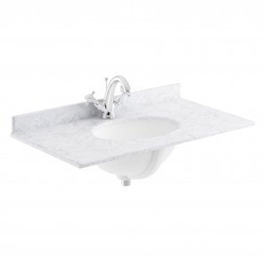 Bayswater White Marble Top Furniture Basin 600mm Wide 1 Tap Hole