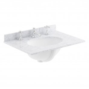 Bayswater White Marble Top Furniture Basin 600mm Wide 3 Tap Hole