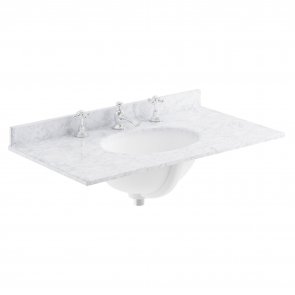 Bayswater White Marble Top Furniture Basin 800mm Wide 3 Tap Hole