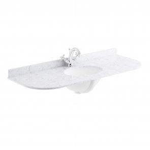 Bayswater White Marble Top Curved Furniture Basin 1200mm Wide 1 Tap Hole