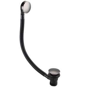 Bristan Round Clicker Bath Waste with Overflow - Gun Metal Grey | Product Image