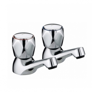 Bristan Value Club Basin Taps with Metal Heads - Chrome Plated