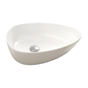 Britton Pebble Gloss White Countertop Basin 470mm x 350mm | Product Image