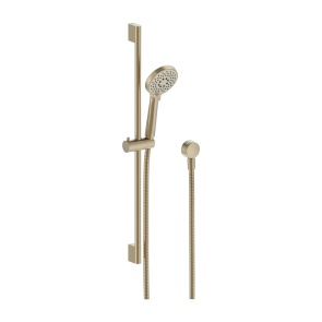 Britton Hoxton 2.0 Brushed Brass Slide Rail Shower Kit with Outlet Elbow | Product Image