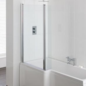 Carron QSS-2 Quantum Shower Hinged Bath Screen 1440mm H x 810mm W - 6mm Glass