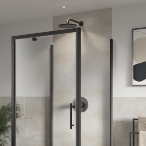 Coram Optima 6 Brushed Black Universal Side Panel 760mm Wide - 6mm Plain Glass | Product Image