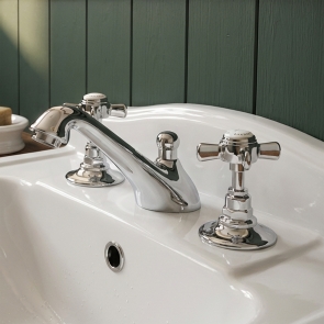 Delphi Belgravia Chrome 3-Hole Basin Mixer Tap with Pop-Up Waste | Product Image