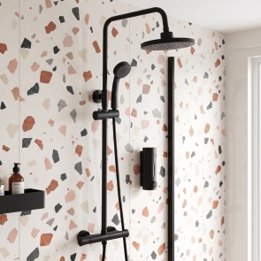 Delphi Bratton 2 Thermostatic Bar Mixer Shower with Fixed Head and Shower Kit - Black | Product Image