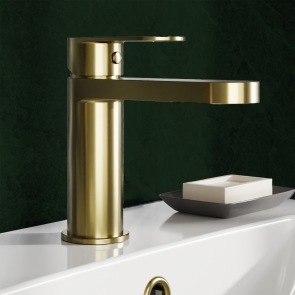Delphi Cargo Brushed Brass Mono Basin Mixer Tap | Product Image
