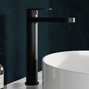Delphi Cargo Matt Black High Rise Tall Mono Basin Mixer Tap | Product Image
