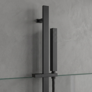 Delphi Square Pencil Matt Black Slider Rail Shower Kit (inc Outlet Elbow) | Product Image