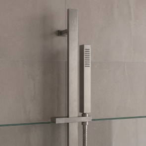 Delphi Square Pencil Brushed Pewter Slider Rail Shower Kit (inc Outlet Elbow) | Product Image