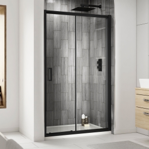Delphi Expressions Matt Black Sliding Shower Door 1400mm - 6mm Glass | Product Image